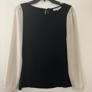 Black and white long sleeve blouse